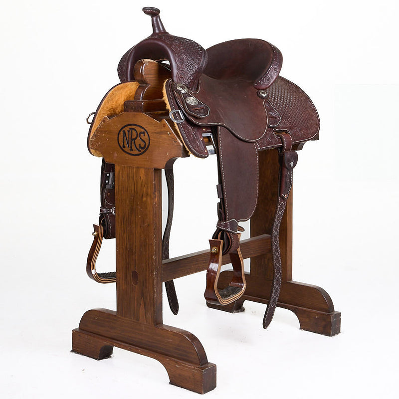 Used 14in Chocolate Roughout Basket Stamp Stingray Barrel Saddle