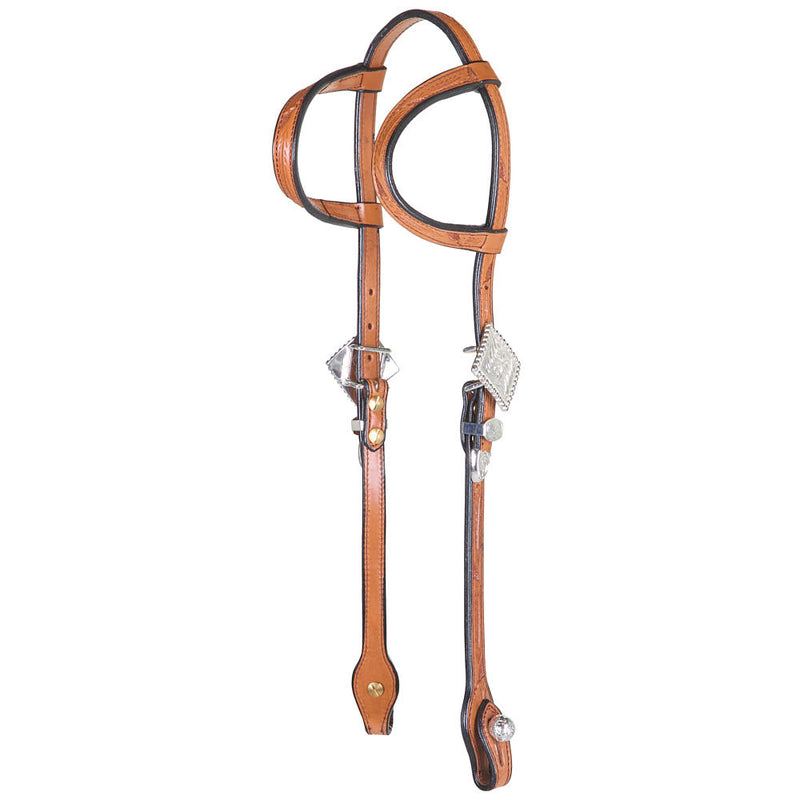 Russet Tan Double Ear Silver Show Headstall