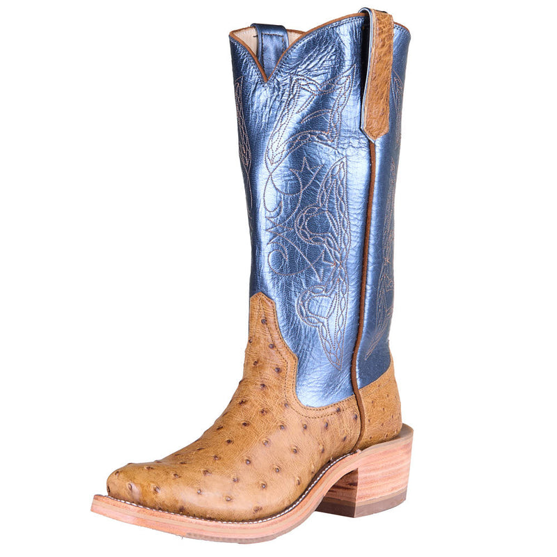 Women's Ride Ready Antique Full Quill Ostrich Vamp 13in Regal Blue Lustre Top Boot