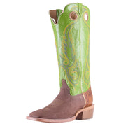 Men's Buckaroo Dark Café Boar Vamp 16in Line Green Goat Top Boot