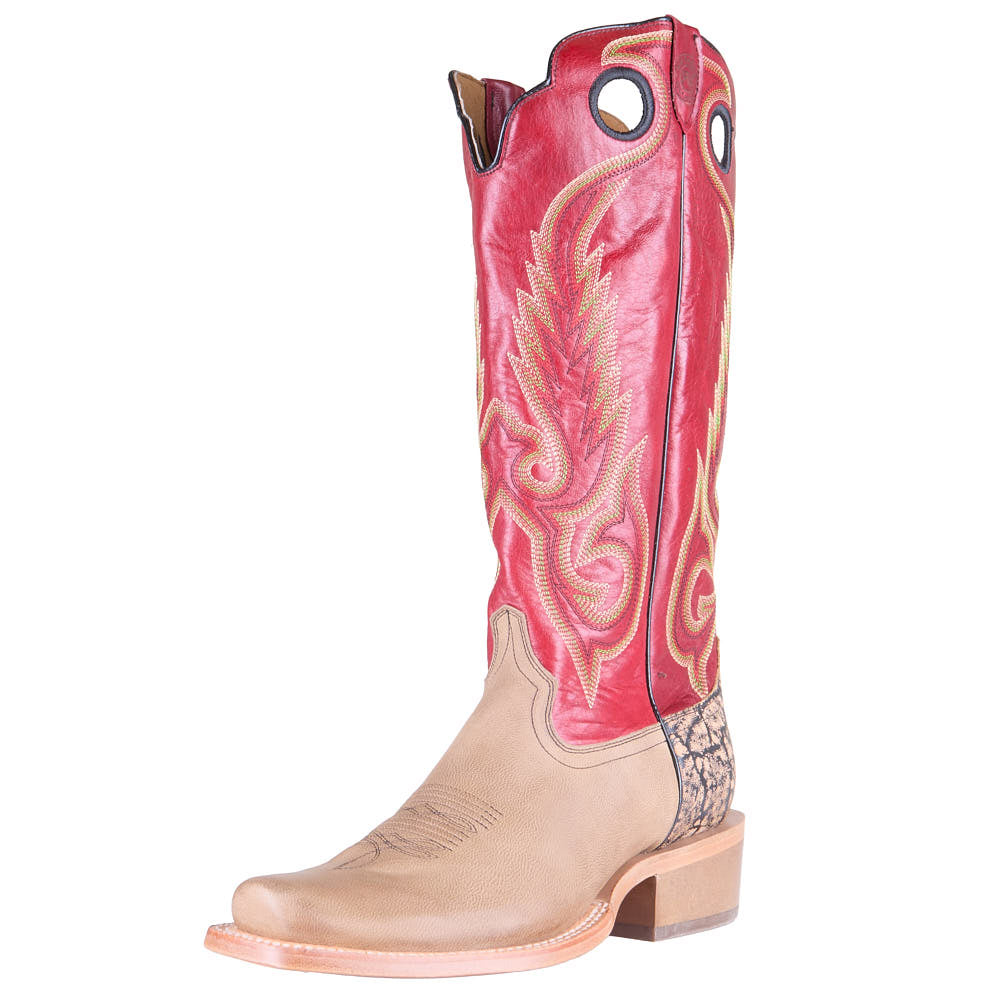 Rw Ranch Men's Buckaroo Sand Cowhide Vamp 16in Burgundy Cowhide