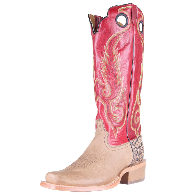Men's Buckaroo Sand Cowhide Vamp 16in Burgundy Cowhide Top Boot