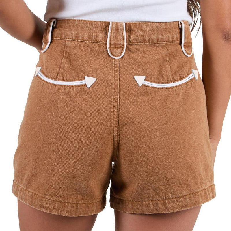 Women's Tan Smiley Pocket Shorts