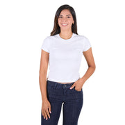 Women's Ivory Solid Knit Short Sleeve Tee Shirt