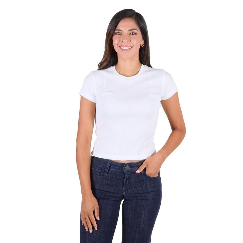 Women's Ivory Solid Knit Short Sleeve Tee Shirt