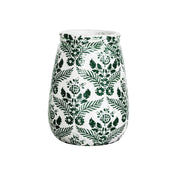 Green and White Floral Planter