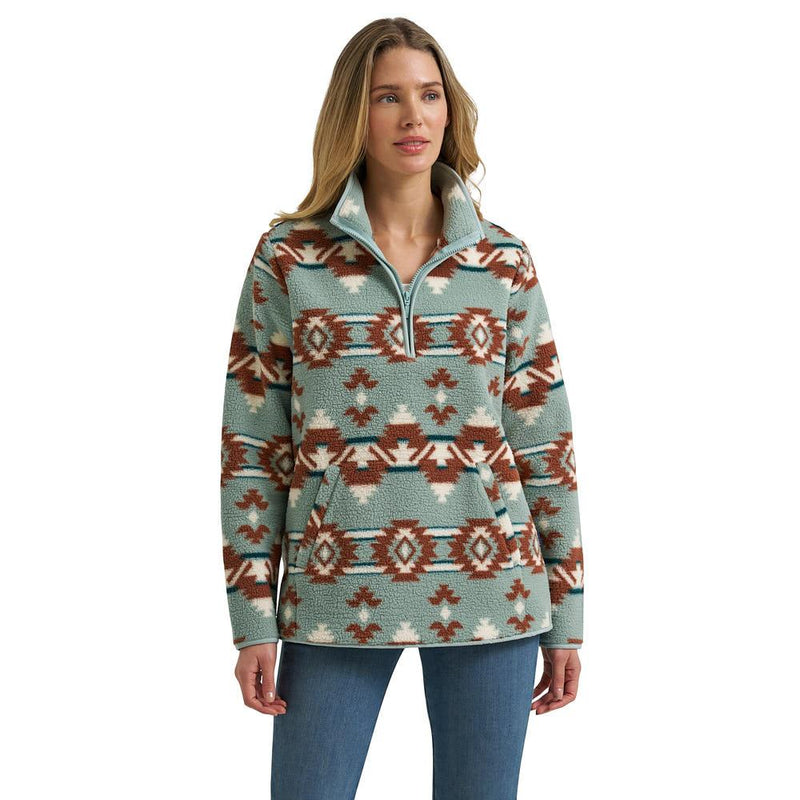 Women's Blue Print Sherpa Pullover