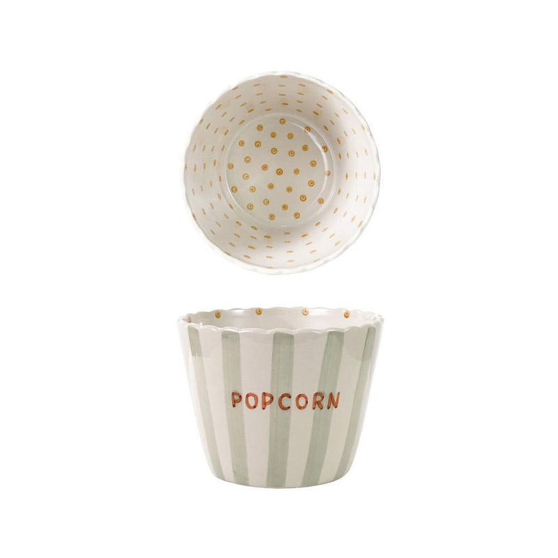 Scalloped Striped Popcorn Bowl