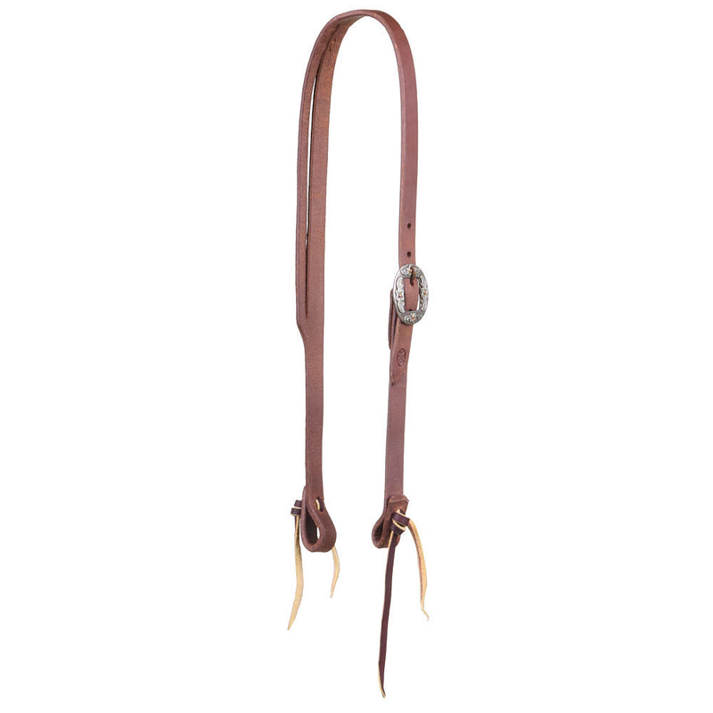 3/4in Indian Tan Oiled Floral Cart Buckle Slit Ear Headstall
