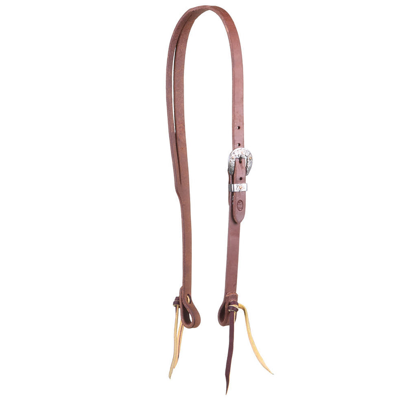 3/4in Indian Tan Oiled Floral Heel Buckle Slit Ear Headstall