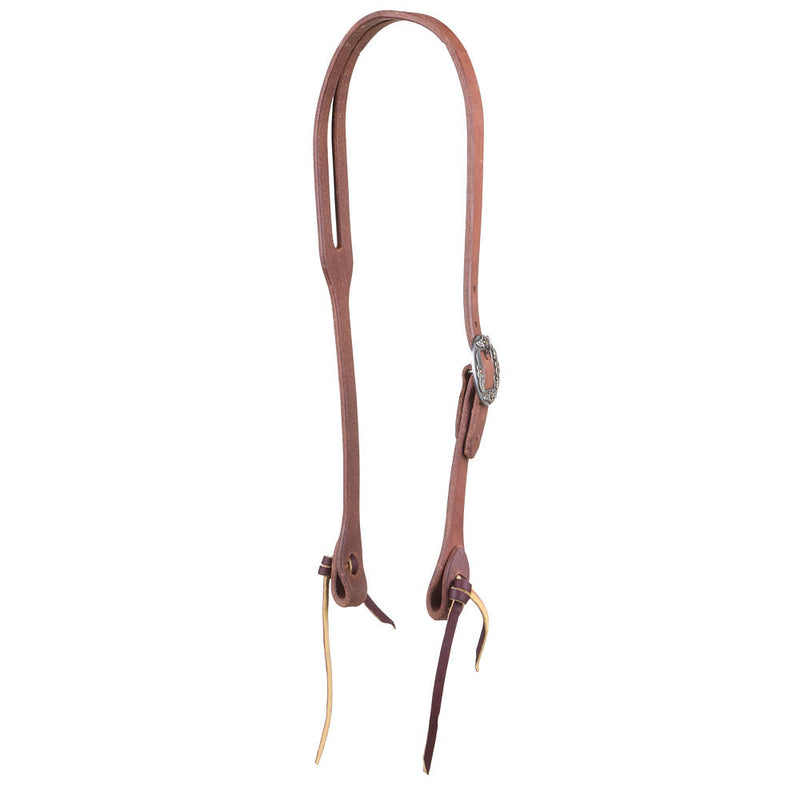 5/8in Indian Tan Oiled Floral Cart Buckle Slot Ear Headstall