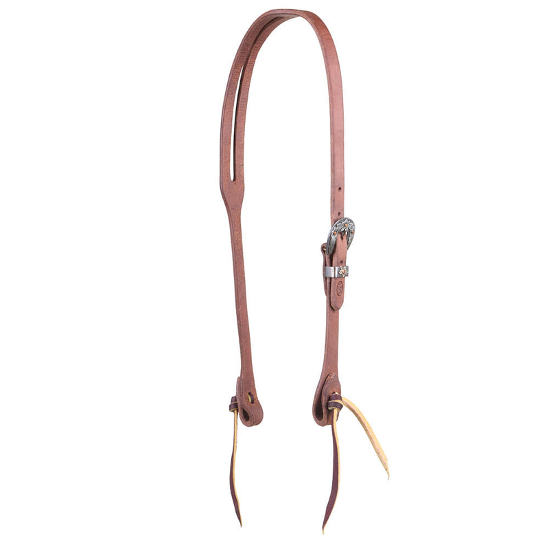 5/8in Indian Tan Oiled Floral Heel Buckle Slot Ear Headstall