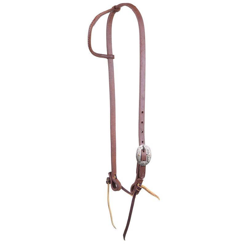 5/8in Indian Tan Oiled Floral Cart Buckle Single Ear Headstall
