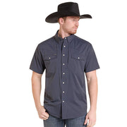 Men's Short Sleeve Snap Black Western Tek Shirt
