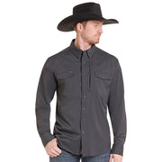 Men's Long Sleeve Snap Black Western Tek Shirt