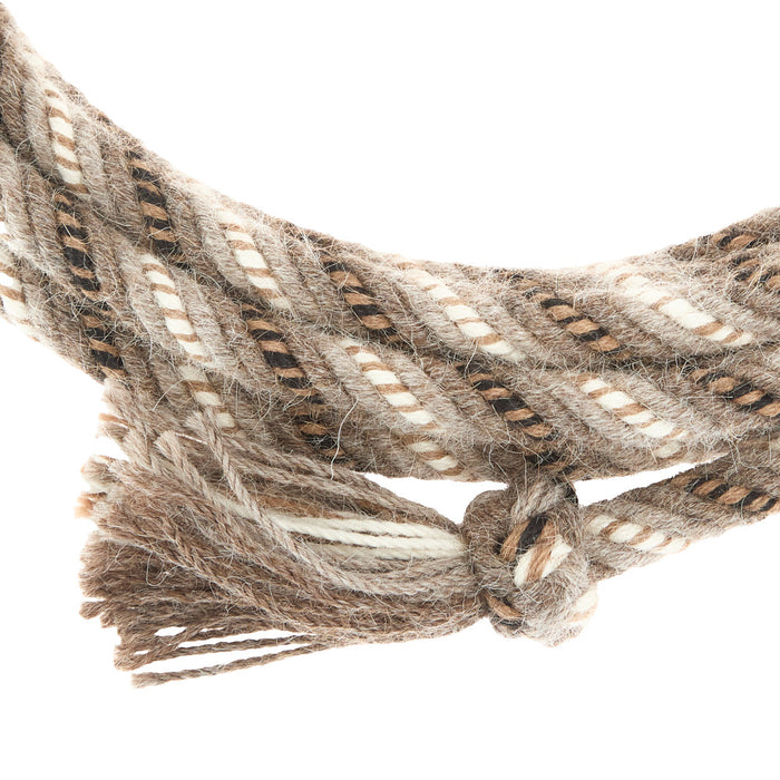 T3 Weavers 5/8 inch by 22 feet Light Rose Grey, Carmel, Black 100% Alpaca Mecate Reins