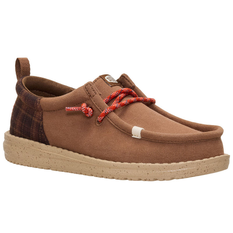 Kid's Wally Funk Brown Plaid Casual Shoe