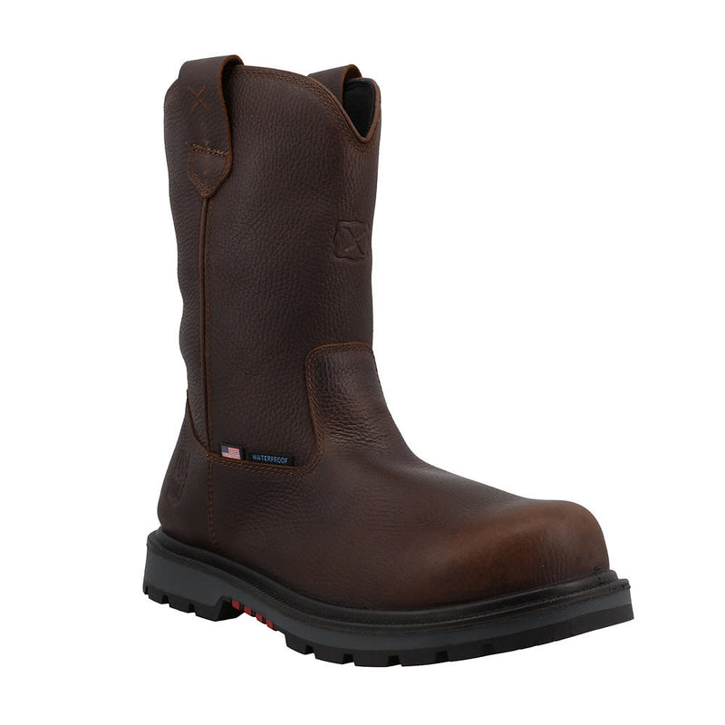 Men's Brown Waterproof Nano Round Toe 11in Work Boot