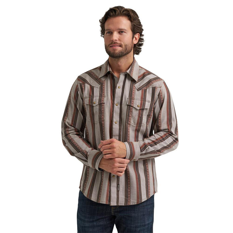 Men's Retro Premium Rust & Grey Striped Shirt