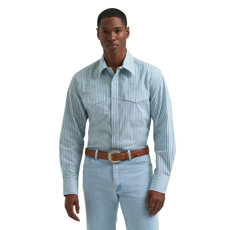 Men's Wrinkle Resist Blue Stripe Shirt