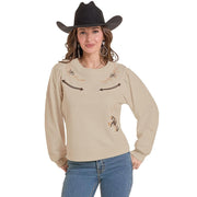 Women's Natural Embroidered Sweatshirt