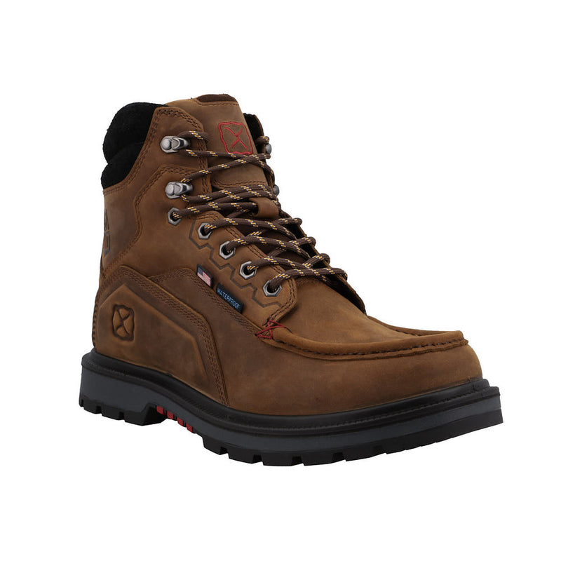 Men's 6in Lace Up Brown Round Soft Toe Work Boot