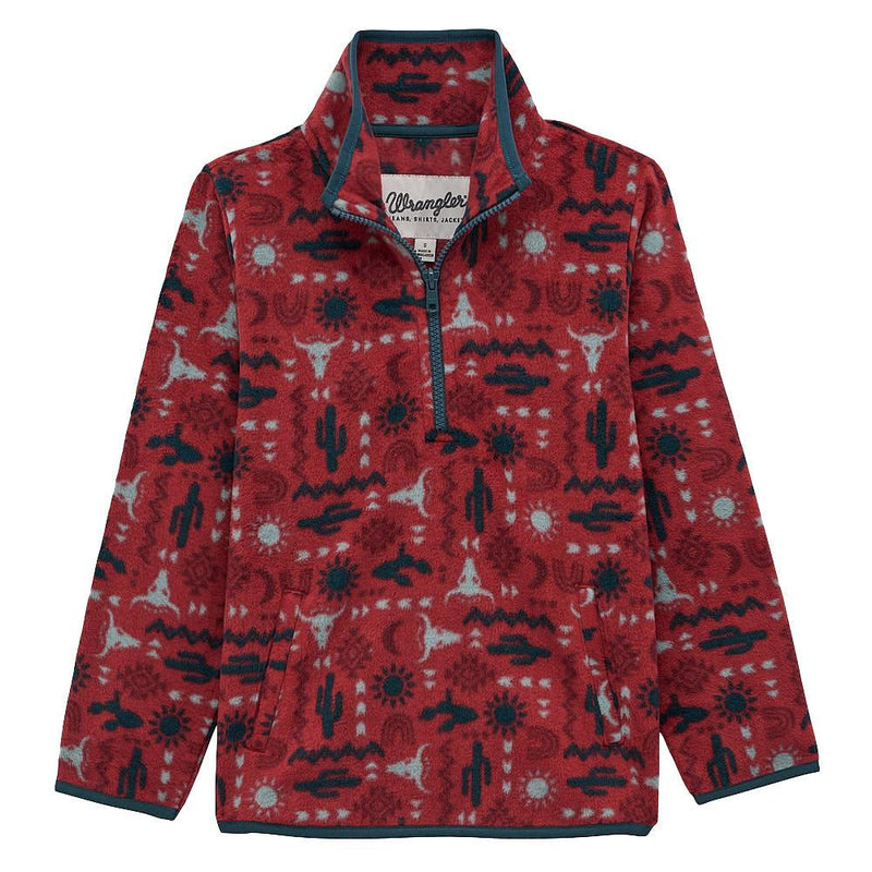 Girl's Burgundy Print Pullover