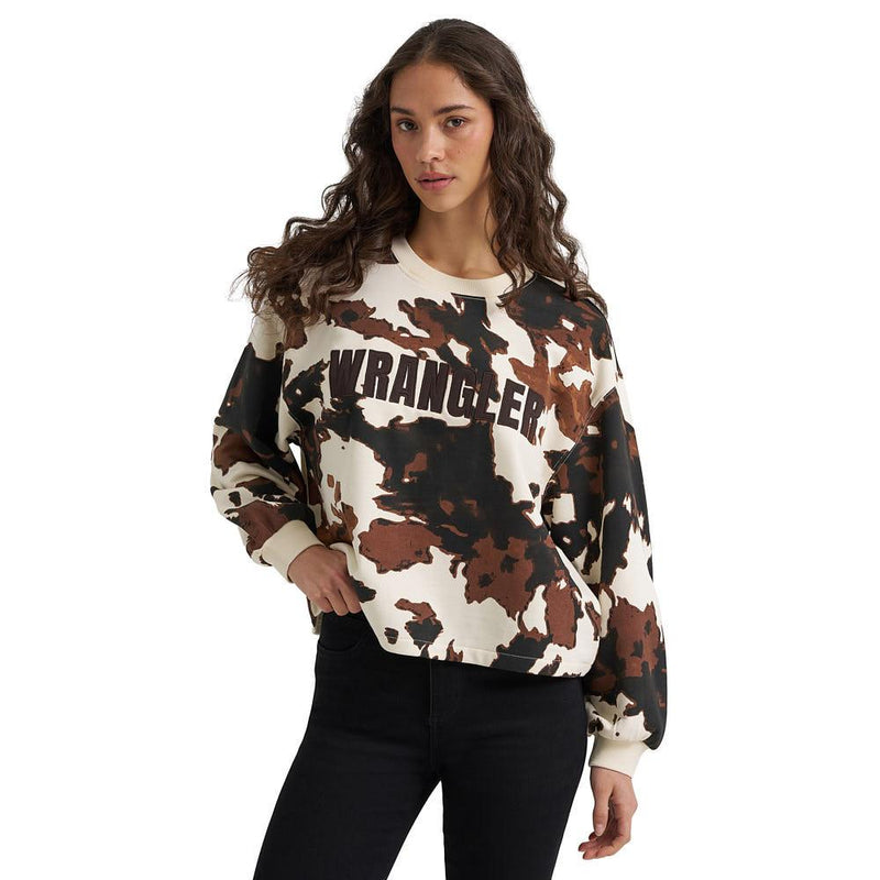 Women's Cow Print Logo Applique Sweatshirt