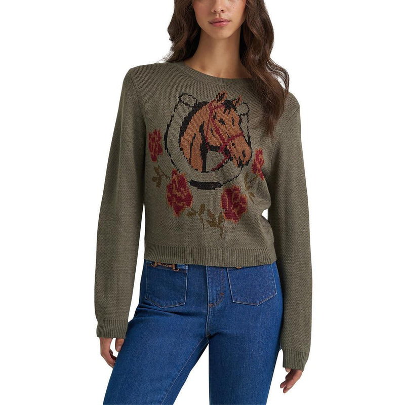 Women's Green Horse Sweater