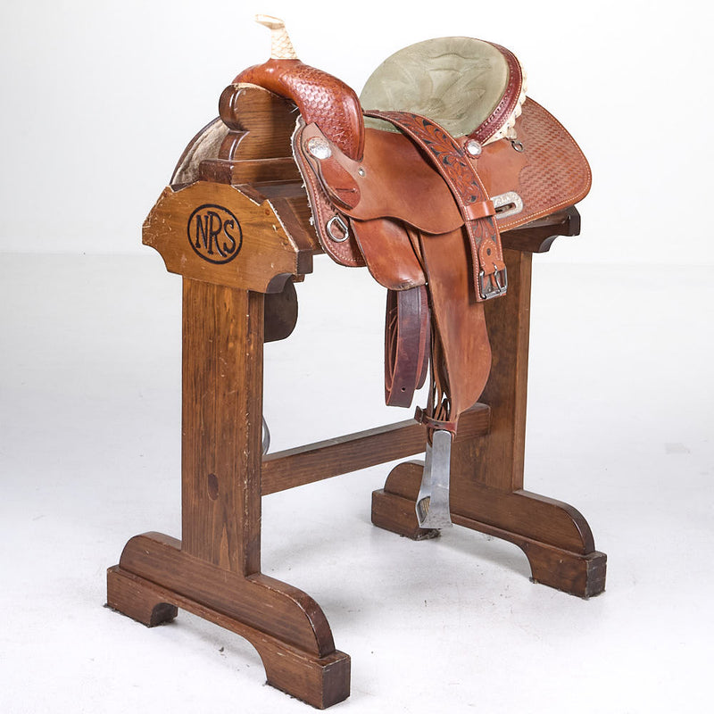 Used 15in 1/4 Basket Stamp Longhorn Barrel Saddle