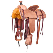 14.5in Natural Buckstitch Border Pencil Roll Team Roping Saddle
