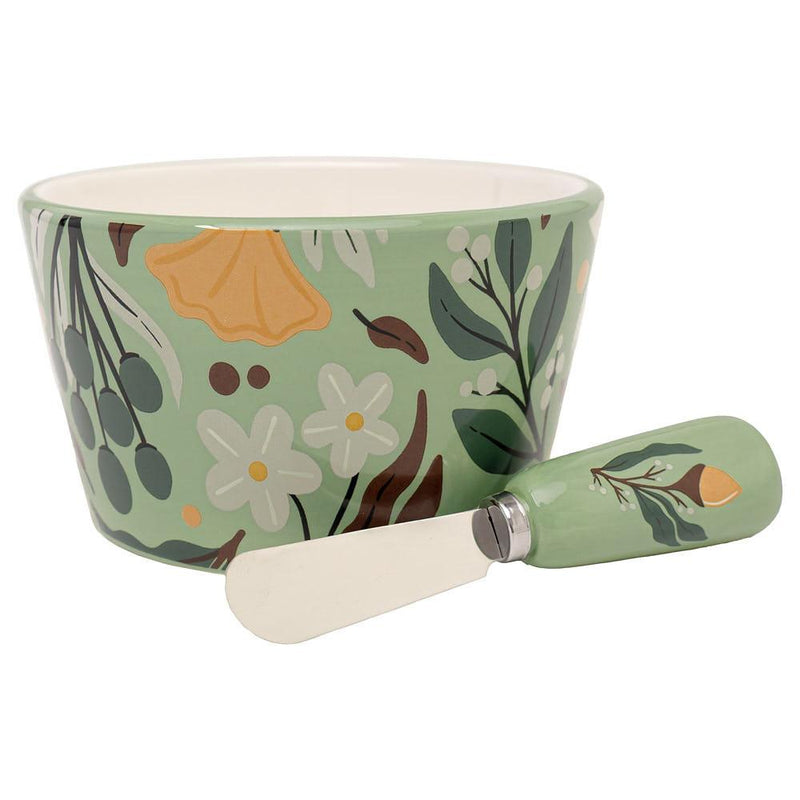 Autumn Acorn Bowl and Spreader Set