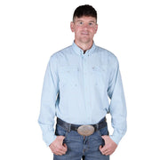 Men's Blue Tile Vented Long Sleeve Snap Shirt