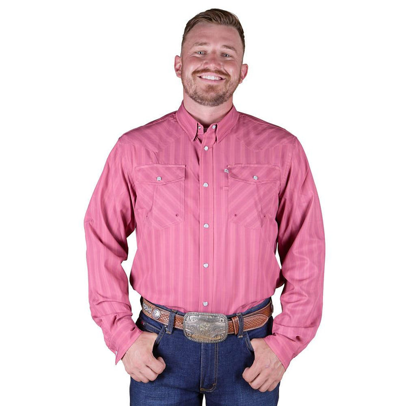 Men's Canyon Stripe Vented Long Sleeve Snap Shirt
