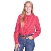 Women's Cherry Long Sleeve Stripe Shirt