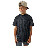 Boy's Black Camo Short Sleeve Performance Hoodie