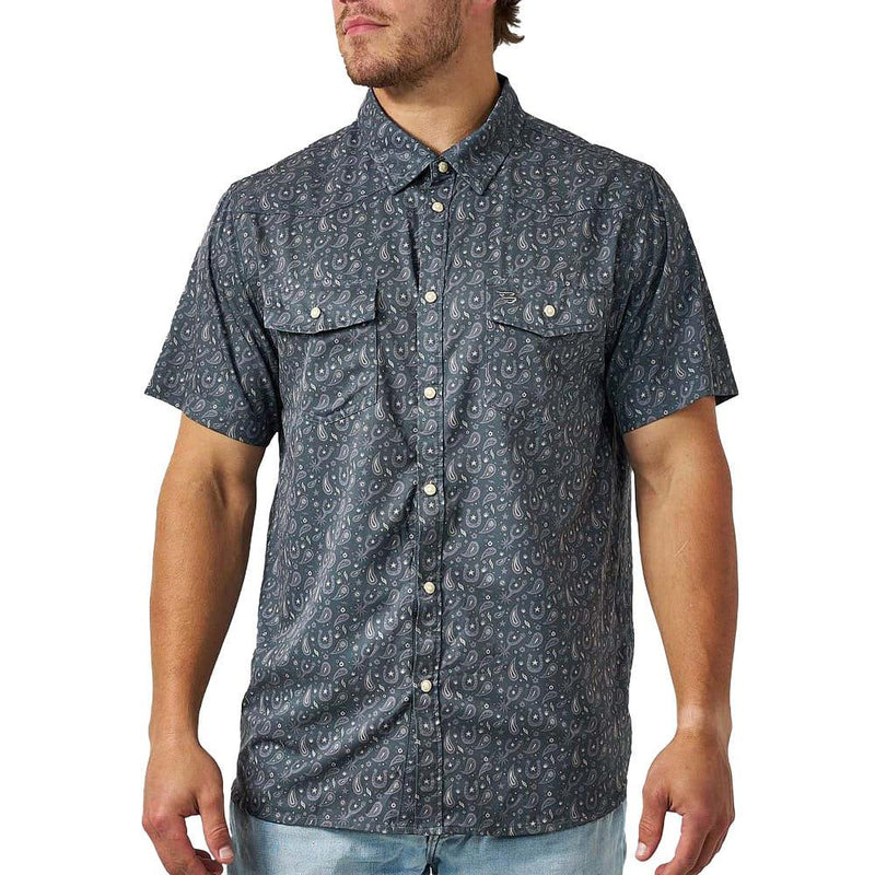 Men's Navy Paisley Spurs Performance Western Shirt