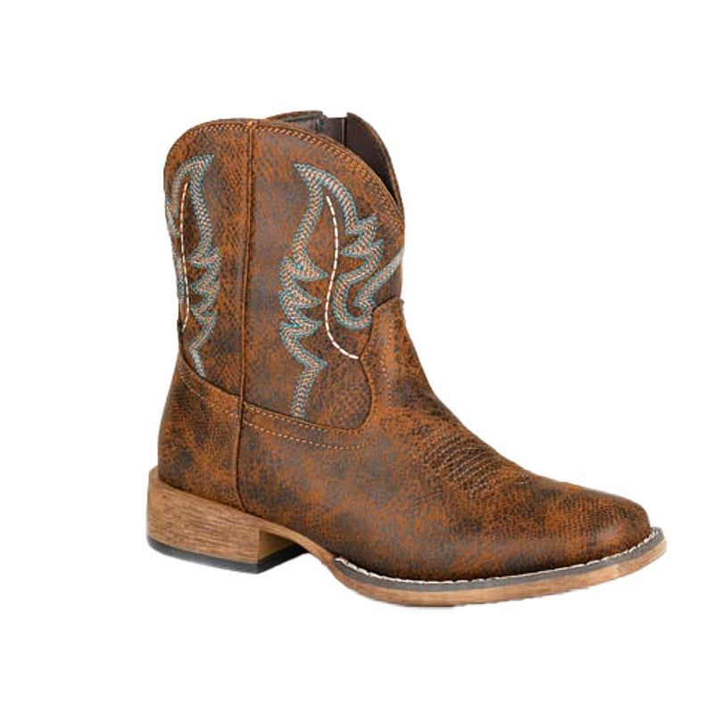 Women's Vintage Cognac Faux Leather Vamp 7in Matching Top Boot