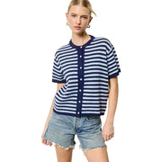 Women's Blueberry Striped Short Sleeve Cardigan