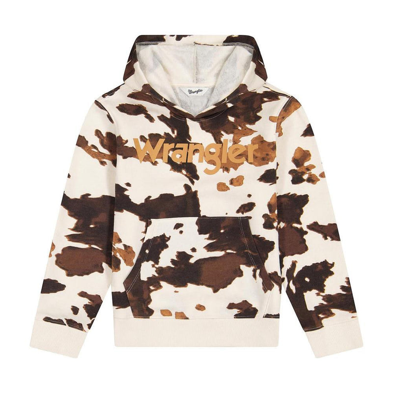 Girl's Brown Cow Print Logo Hoodie