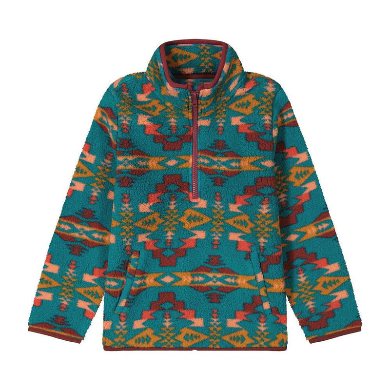 Girl's Turquoise Sherpa Quarter Zip Pullover