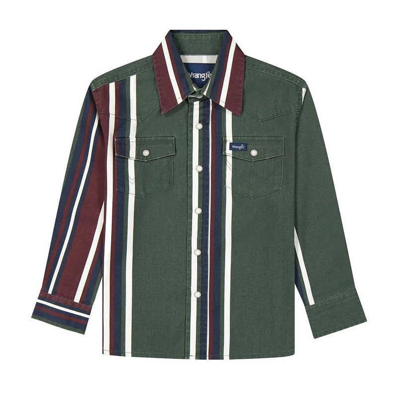 Boy's Vintage Brushpopper Green Stripe Shirt