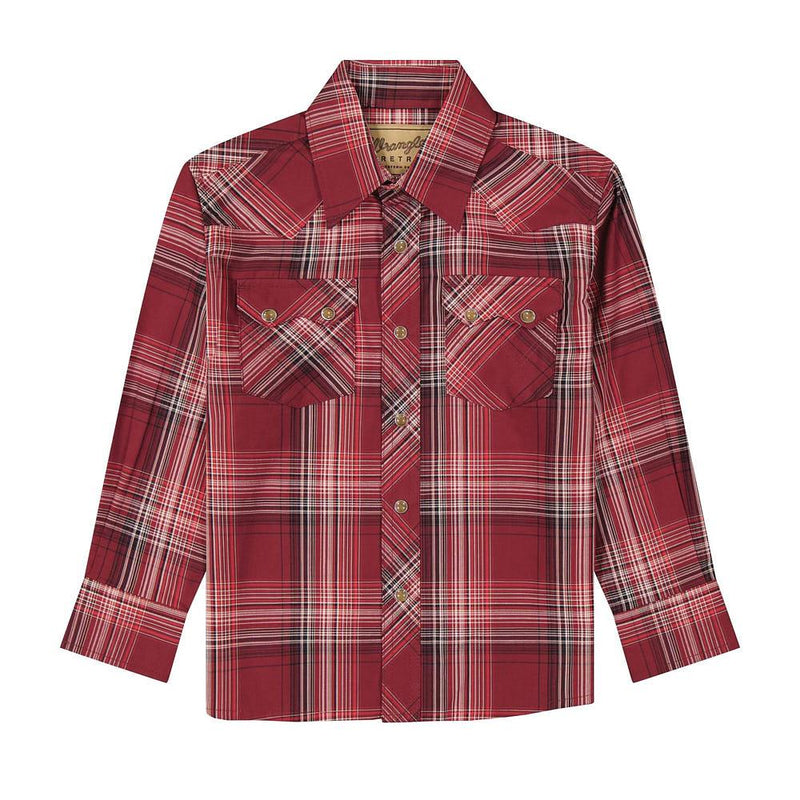 Boy's Red Retro Long Sleeve Shirt