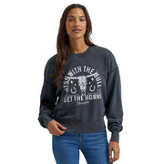 Women's Jet Black Get The Horns Cropped Sweatshirt