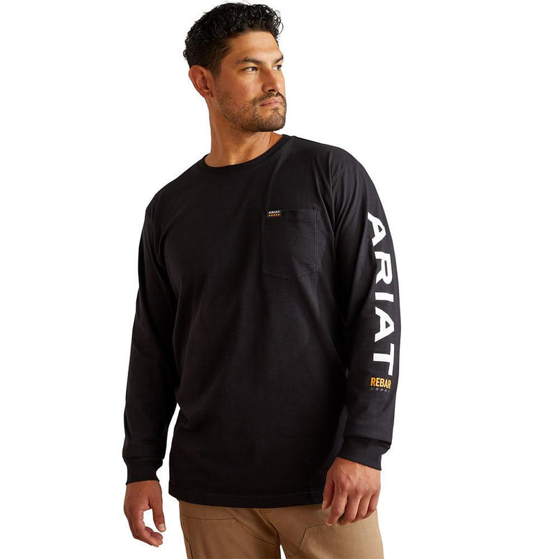 Men's Rebar Black & White Logo Pocket Tee Shirt