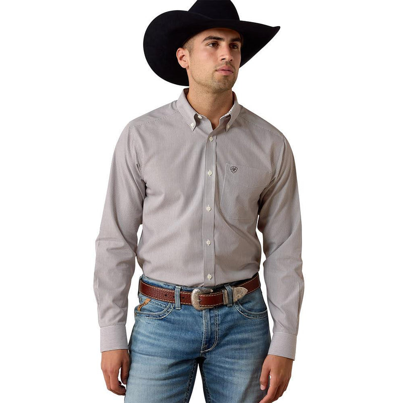 Men's Coffee Bean Stripe Wrinkle Free Randolph Shirt