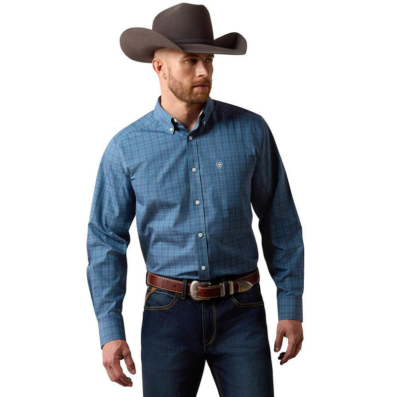 Men's Samuel Blue Fusion Plaid Wrinkle Free Shirt