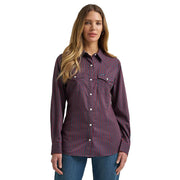 Women's Burgundy Stripe Dress Shirt