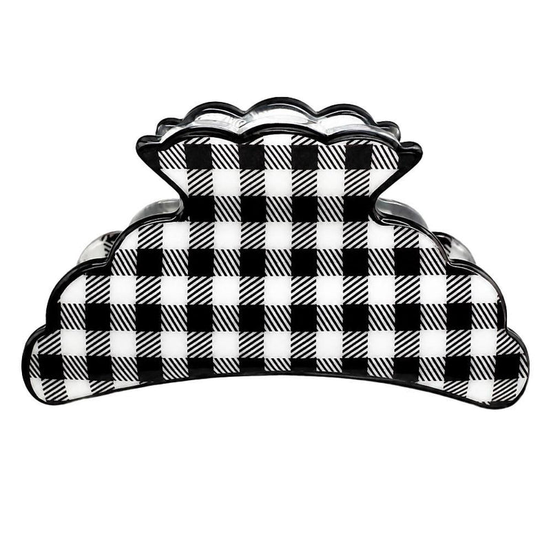 Black Gingham Hair Clip