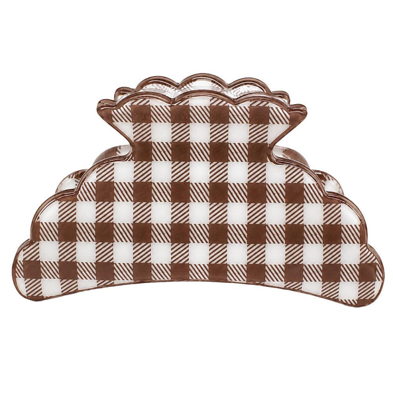Brown Gingham Hair Clip